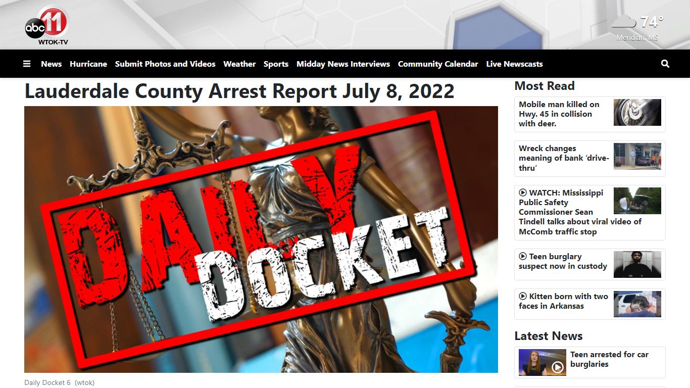 Lauderdale County Arrest Report July 8, 2022 - WTOK