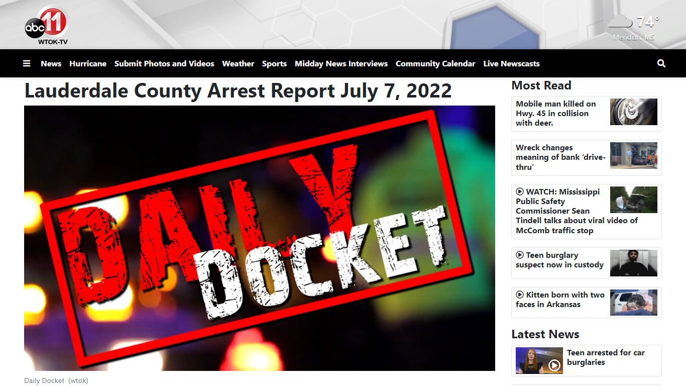 Lauderdale County Arrest Report July 7, 2022 - WTOK