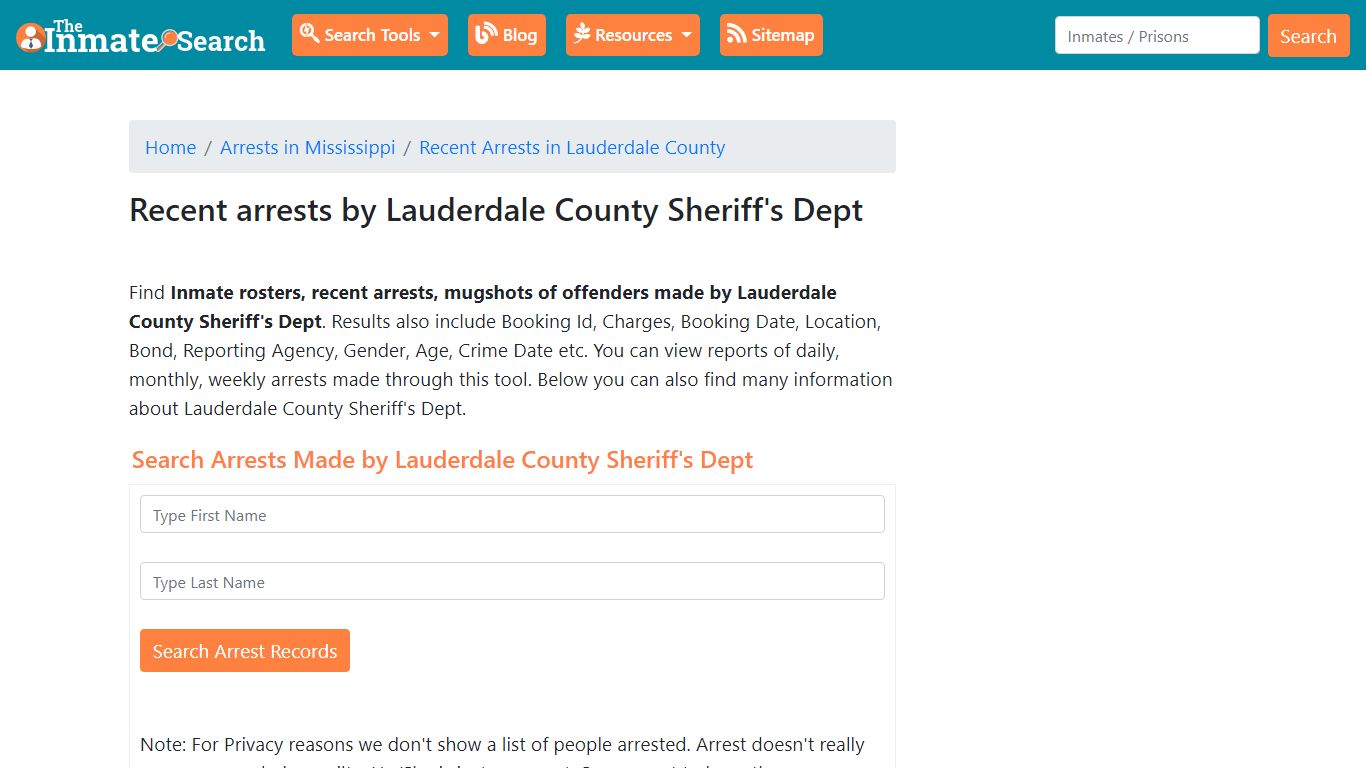 Recent arrests by Lauderdale County Sheriff's Dept